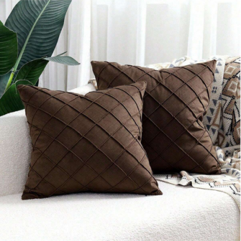 Sale Active Car Cushion Set - 12x12 Inch White Cushions with Brown Covers, Conjugated Fiber Filled - Pack of 2